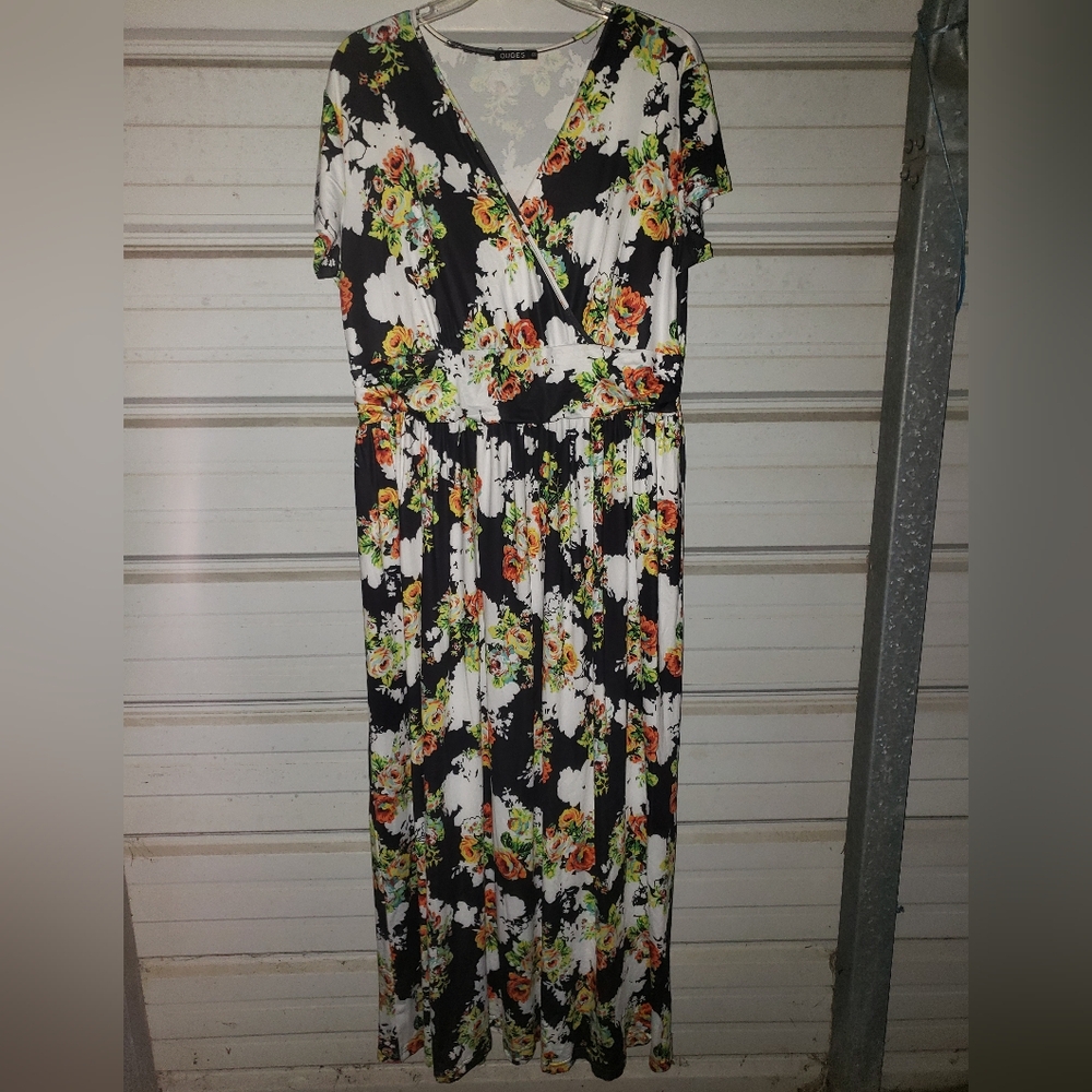XXL Black White Long Maxi Dress Summer Women's Floral